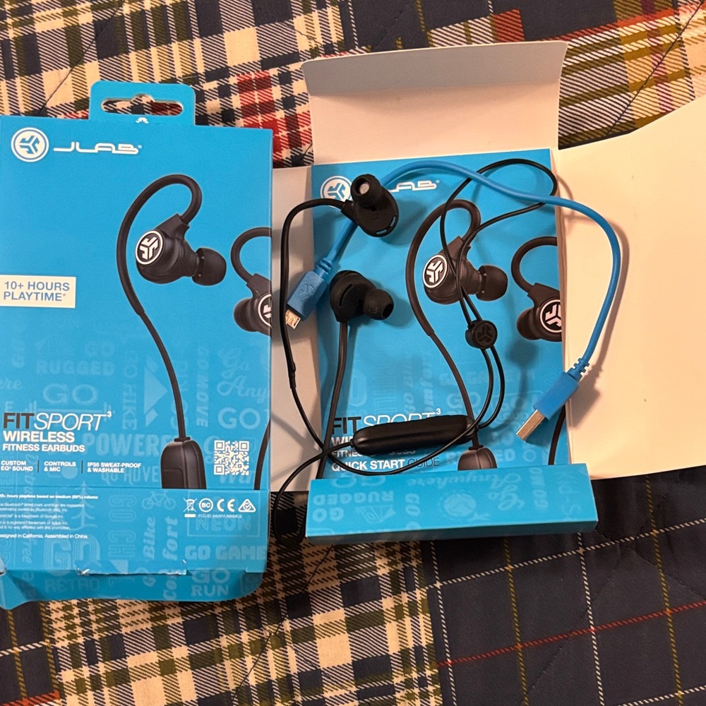JLab Black Wireless Earbuds with charger